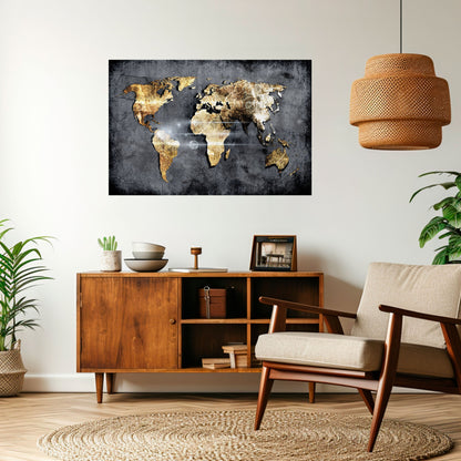 Poster orizzontale staccabile e attaccabile della mappa della Terra scintillante