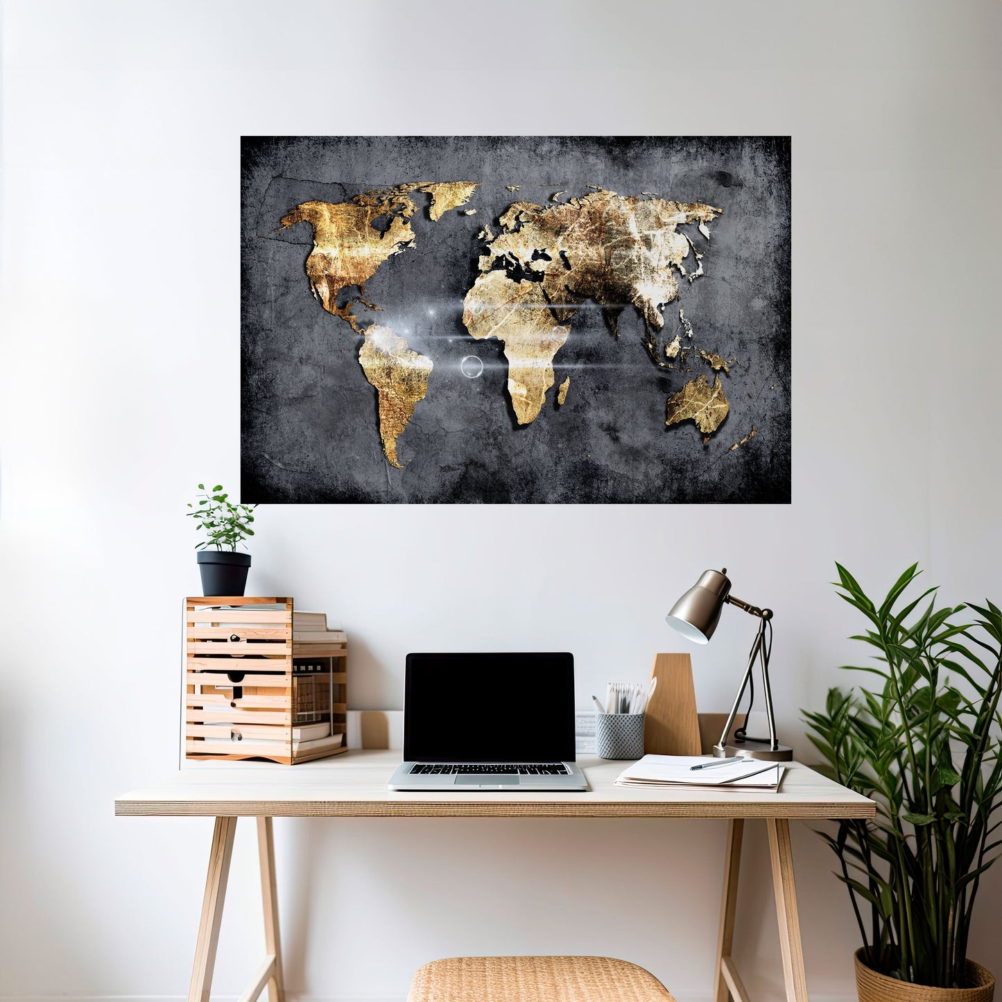 Poster orizzontale staccabile e attaccabile della mappa della Terra scintillante