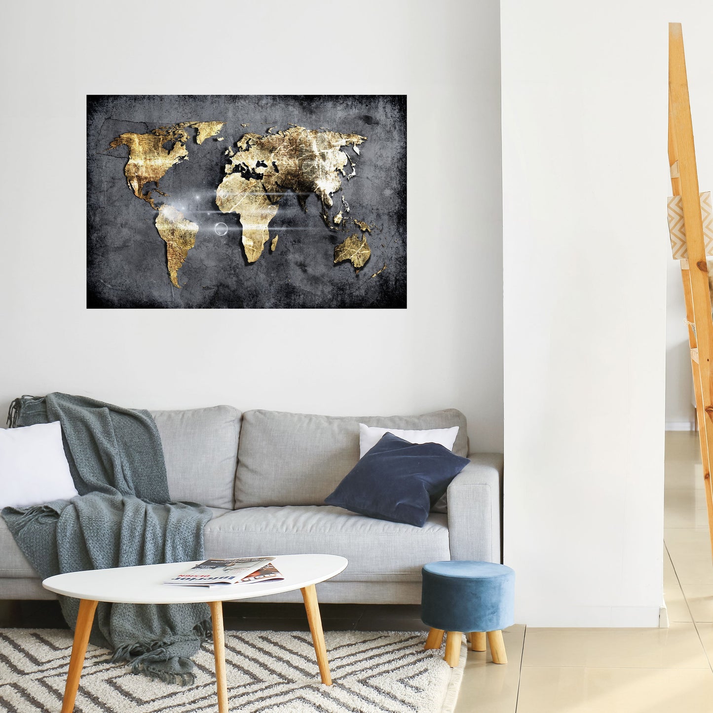 Poster orizzontale staccabile e attaccabile della mappa della Terra scintillante