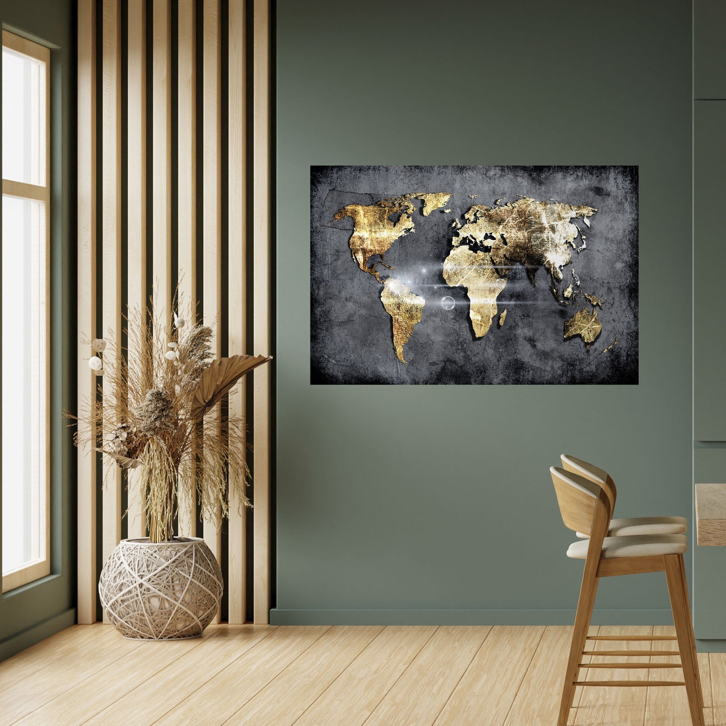 Poster orizzontale staccabile e attaccabile della mappa della Terra scintillante