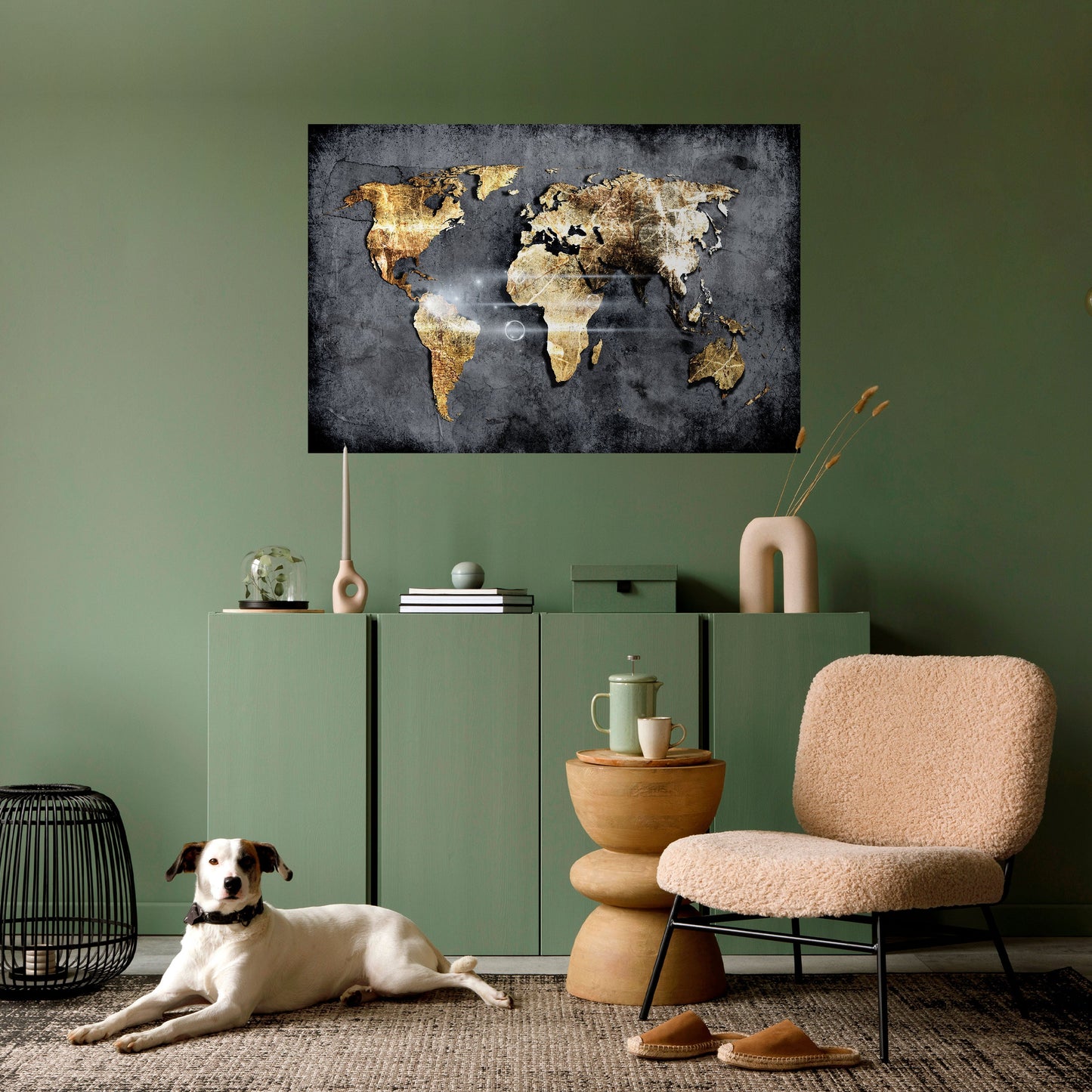 Poster orizzontale staccabile e attaccabile della mappa della Terra scintillante