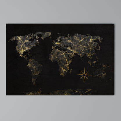 GOLDEN GEOGRAPHY Stampa su tela orizzontale