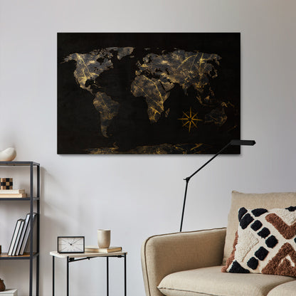 GOLDEN GEOGRAPHY Stampa su tela orizzontale