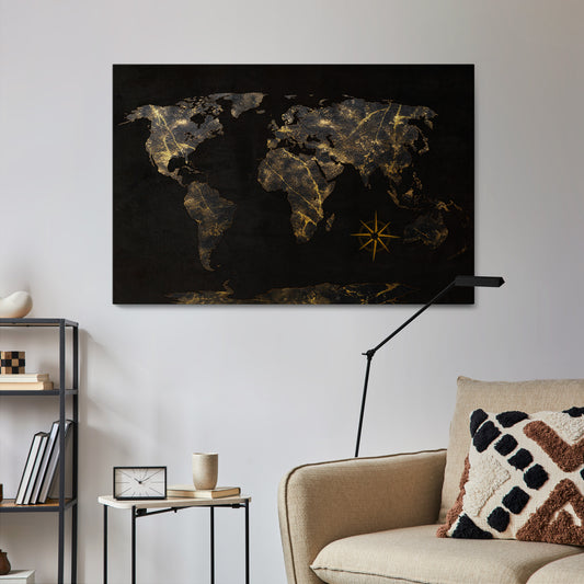 GOLDEN GEOGRAPHY Stampa su tela orizzontale