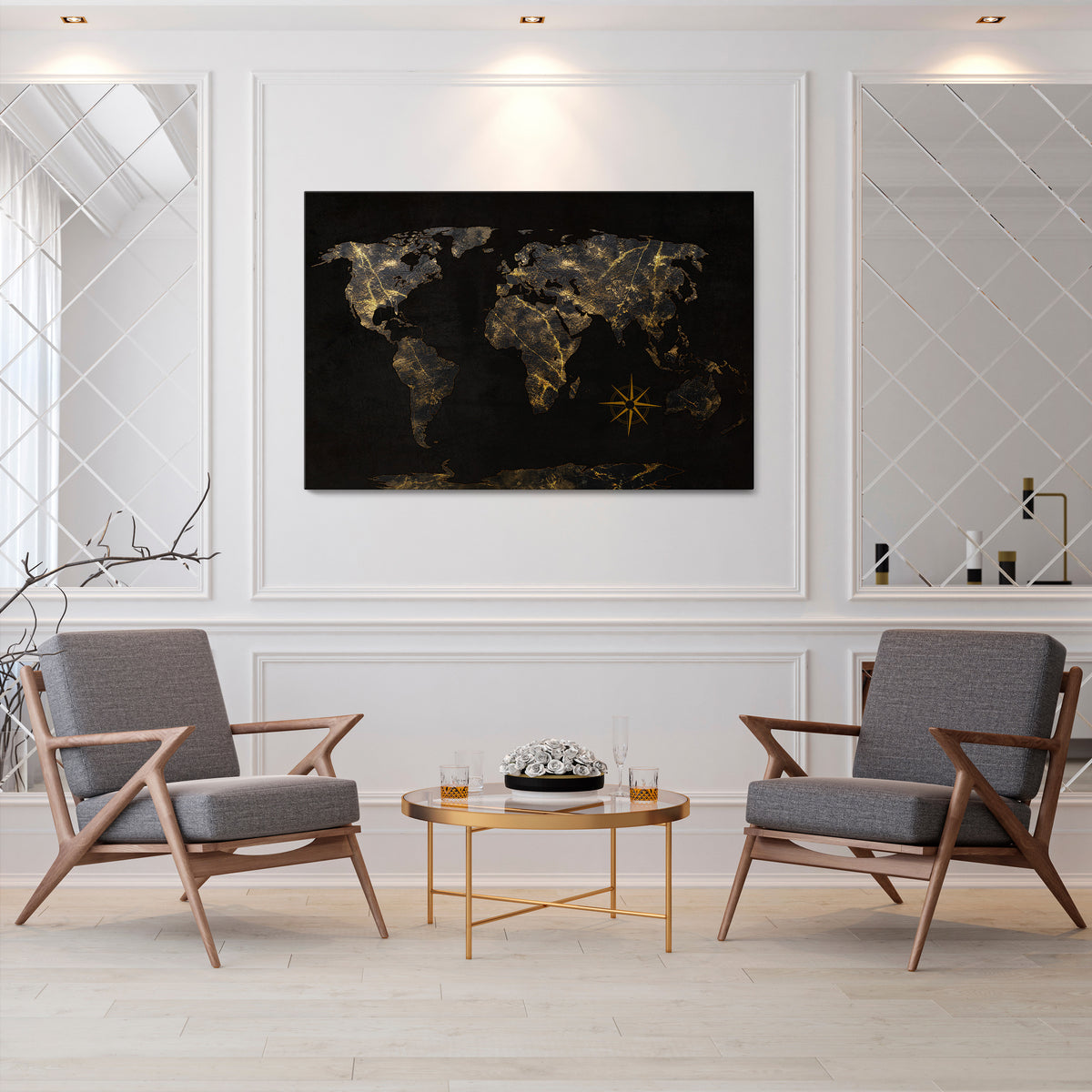 GOLDEN GEOGRAPHY Stampa su tela orizzontale