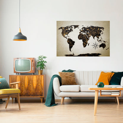 GOLDEN LINES GLOBE Poster orizzontale staccabile e attaccabile