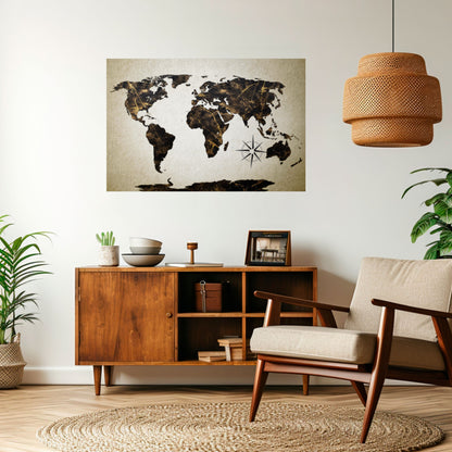 GOLDEN LINES GLOBE Poster orizzontale staccabile e attaccabile