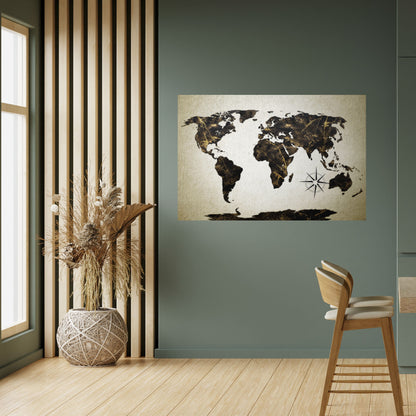 GOLDEN LINES GLOBE Poster orizzontale staccabile e attaccabile