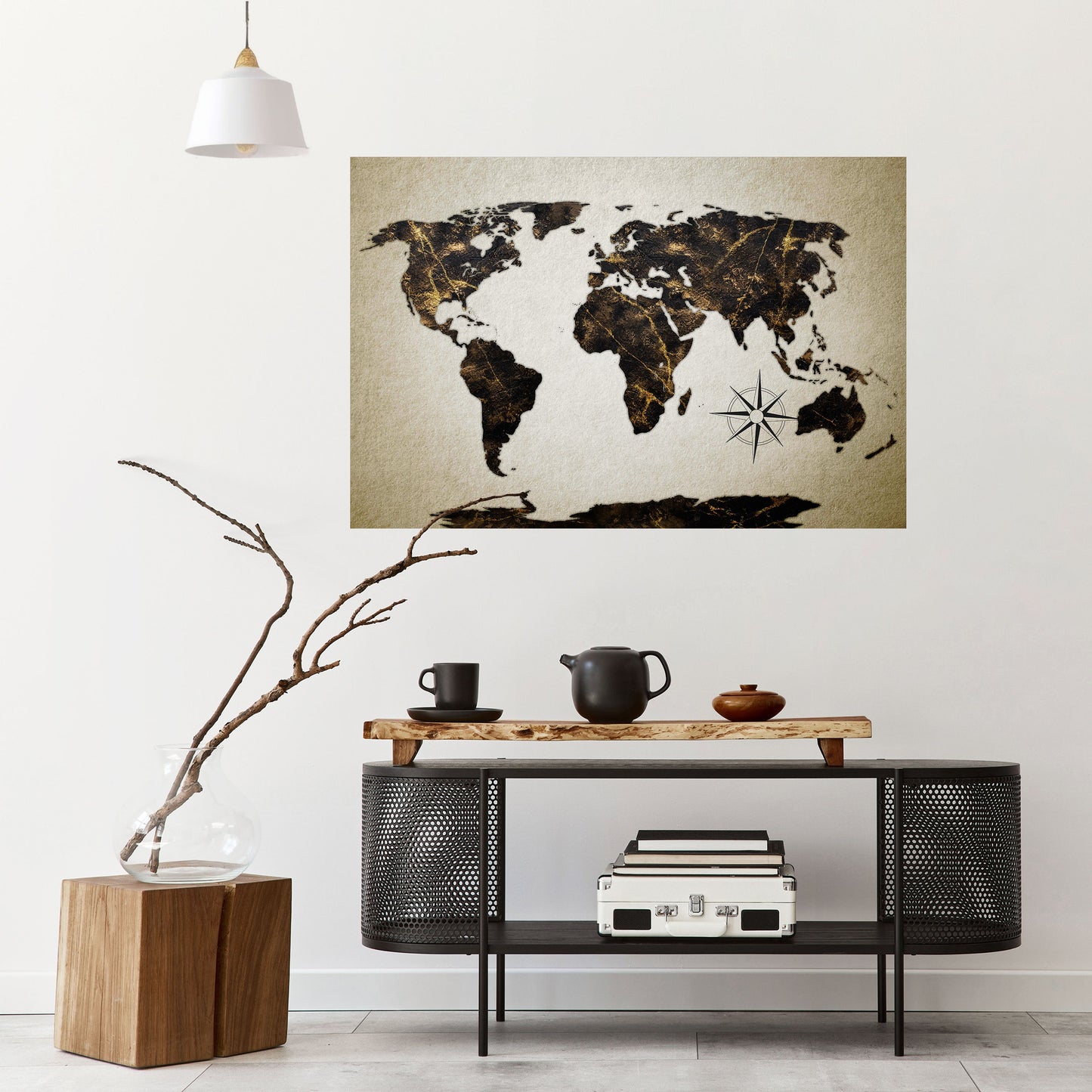 GOLDEN LINES GLOBE Poster orizzontale staccabile e attaccabile