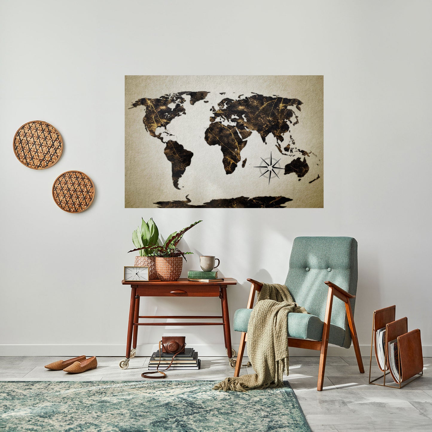 GOLDEN LINES GLOBE Poster orizzontale staccabile e attaccabile