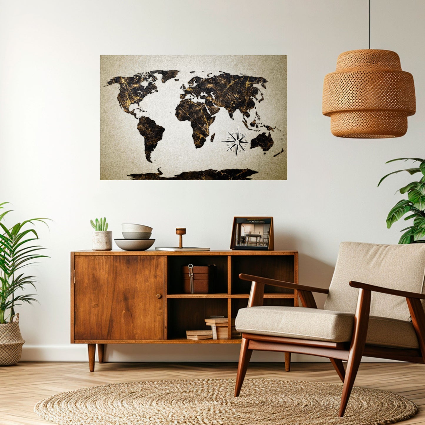 GOLDEN LINES GLOBE Poster orizzontale staccabile e attaccabile