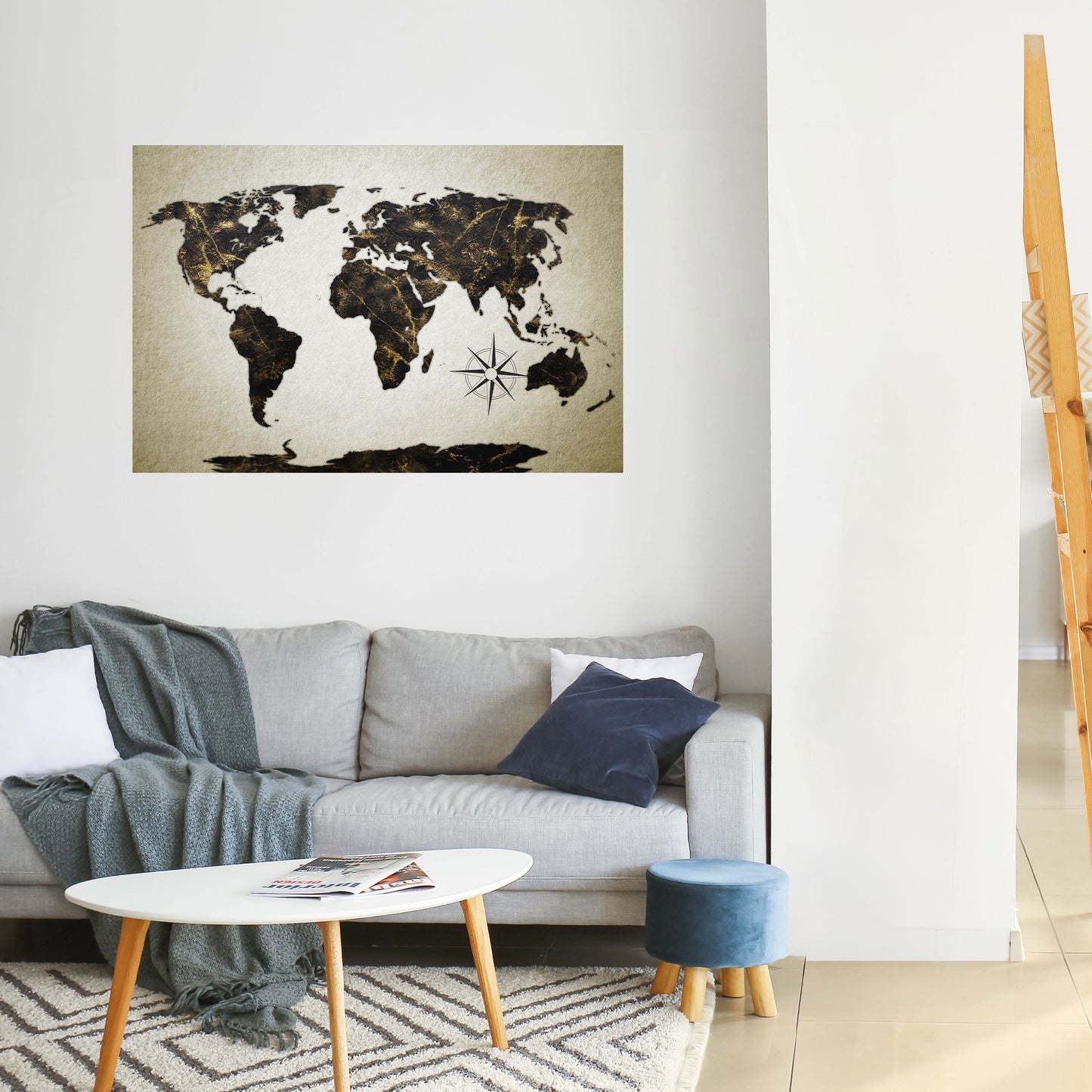 GOLDEN LINES GLOBE Poster orizzontale staccabile e attaccabile