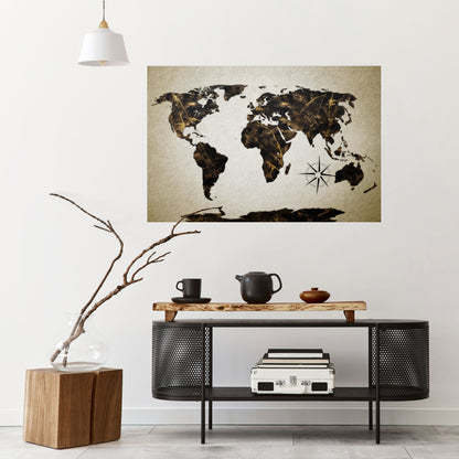 GOLDEN LINES GLOBE Poster orizzontale staccabile e attaccabile
