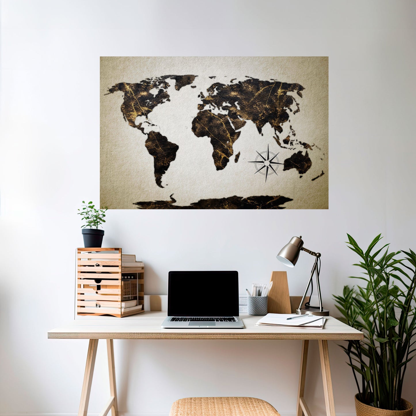 GOLDEN LINES GLOBE Poster orizzontale staccabile e attaccabile