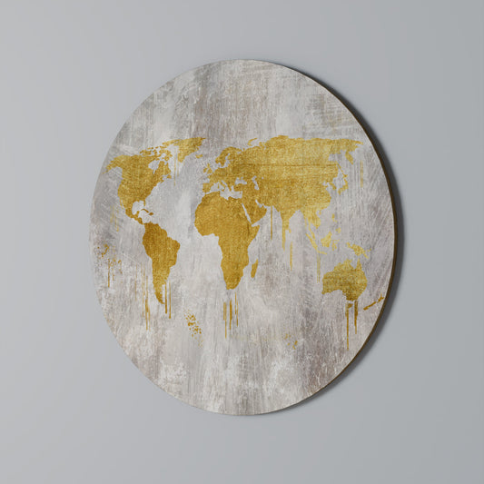 MAPPA METALLICA DELLA VISIONE DEL MONDO Arte murale rotonda