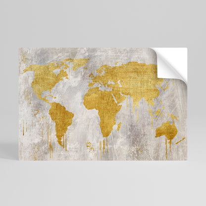 MAPPA METALLICA DEL MONDO - Poster orizzontale staccabile e attaccabile