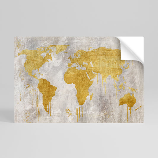 MAPPA METALLICA DEL MONDO - Poster orizzontale staccabile e attaccabile