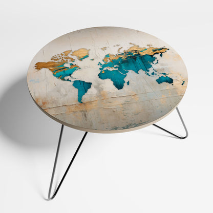 Tavolino da caffè piccolo MAPPA DORATA AZZURRA