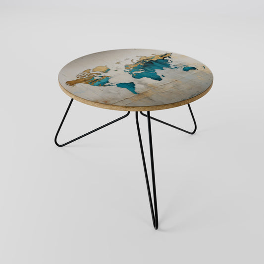 Tavolino da caffè MAPPA DORATA AZZURRA 60