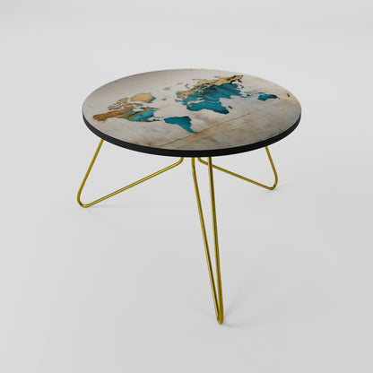 Tavolino da caffè MAPPA DORATA AZZURRA 60