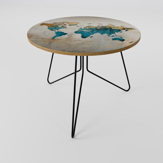 Tavolino da caffè MAPPA DORATA AZZURRA 69