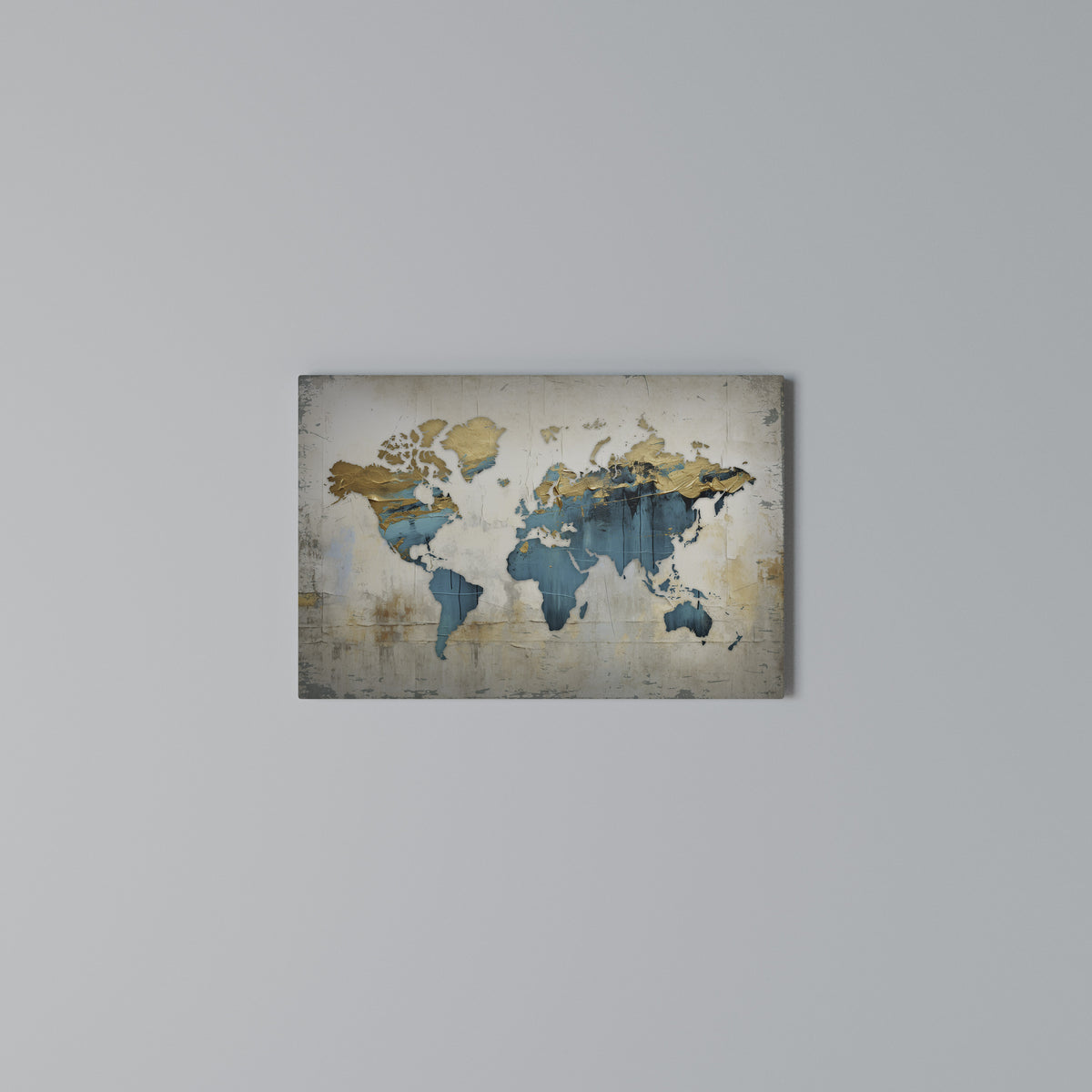 AZURE GILDED MAP Stampa su tela orizzontale