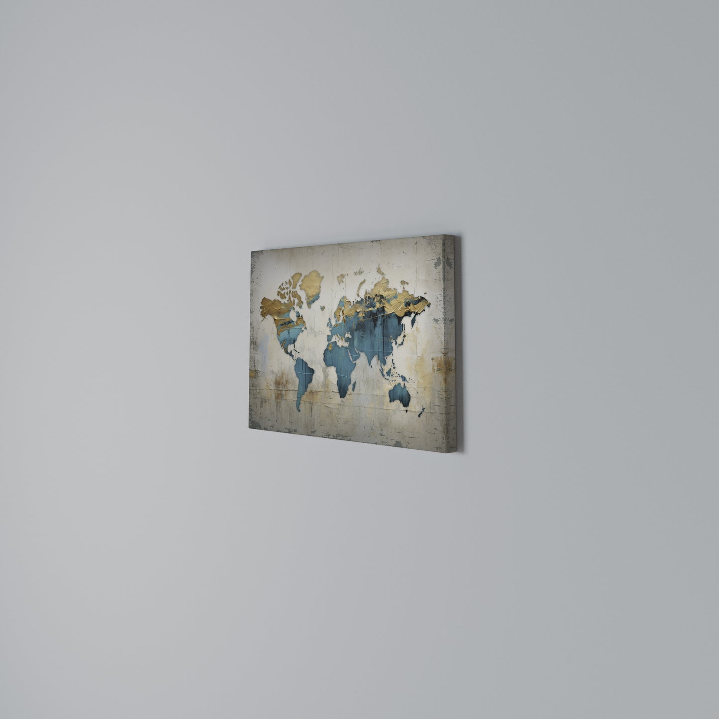 AZURE GILDED MAP Stampa su tela orizzontale