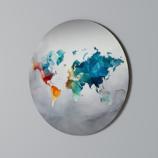 Arte murale rotonda con visione del mondo sfaccettata