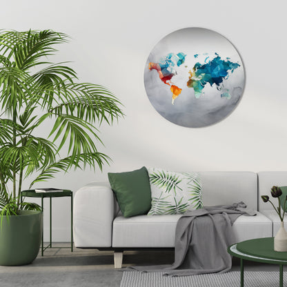 Arte murale rotonda con visione del mondo sfaccettata
