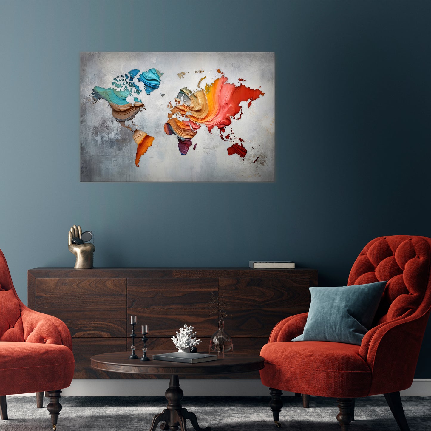 PAINTED CONTINENTS Stampa su tela orizzontale