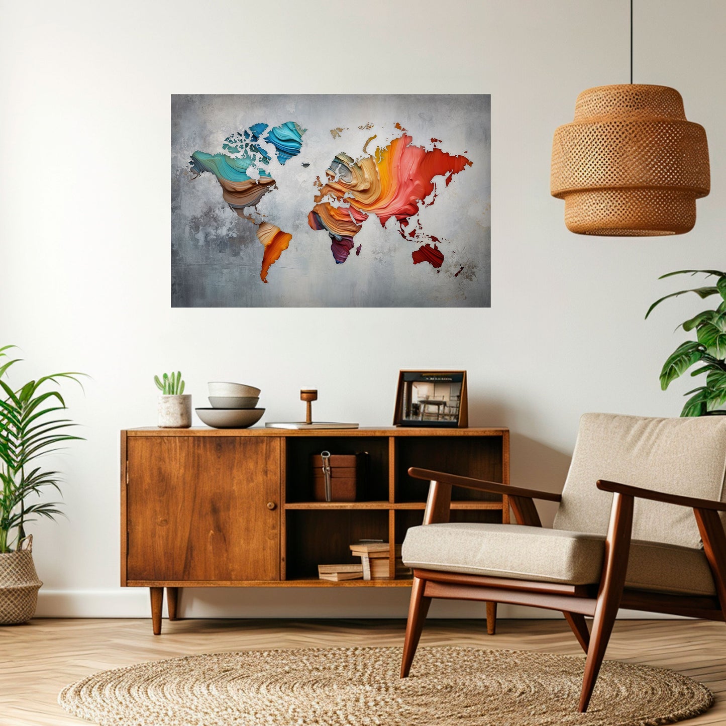 Poster orizzontale staccabile e attaccabile PAINTED CONTINENTS