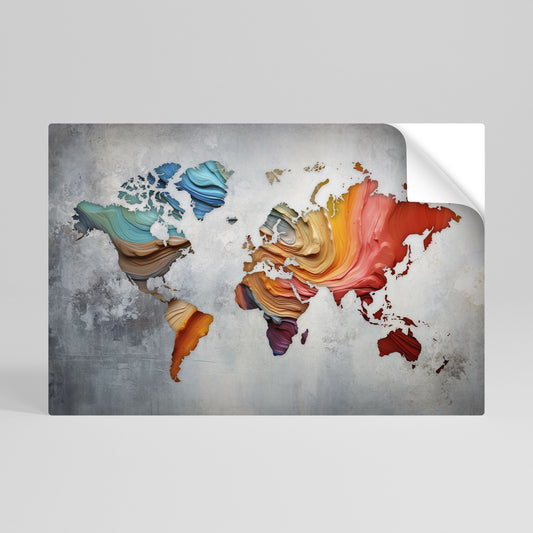 Poster orizzontale staccabile e attaccabile PAINTED CONTINENTS