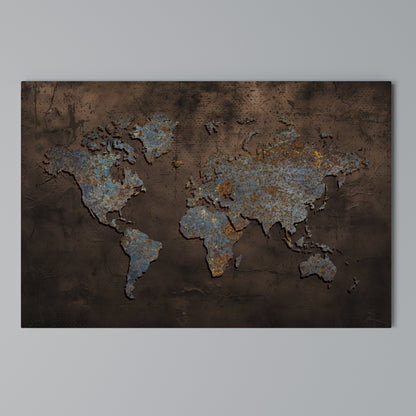 METALLIC MAP OF MEMORIES Stampa su tela orizzontale