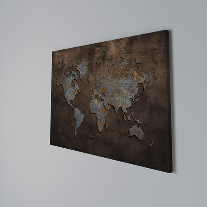 METALLIC MAP OF MEMORIES Stampa su tela orizzontale