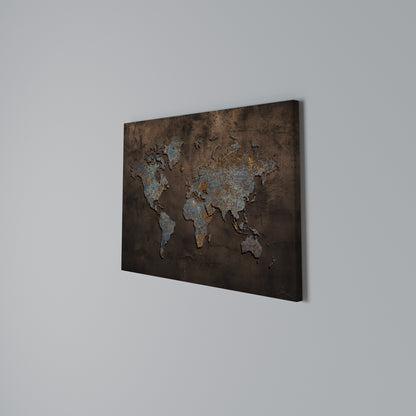 METALLIC MAP OF MEMORIES Stampa su tela orizzontale