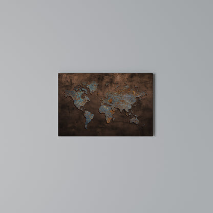 METALLIC MAP OF MEMORIES Stampa su tela orizzontale