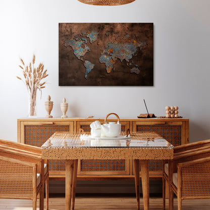 METALLIC MAP OF MEMORIES Stampa su tela orizzontale