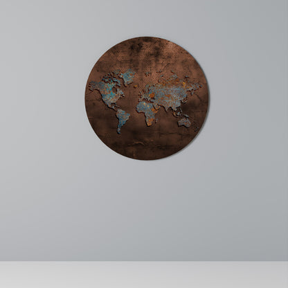 MAPPA METALLICA DEI RICORDI Arte murale rotonda