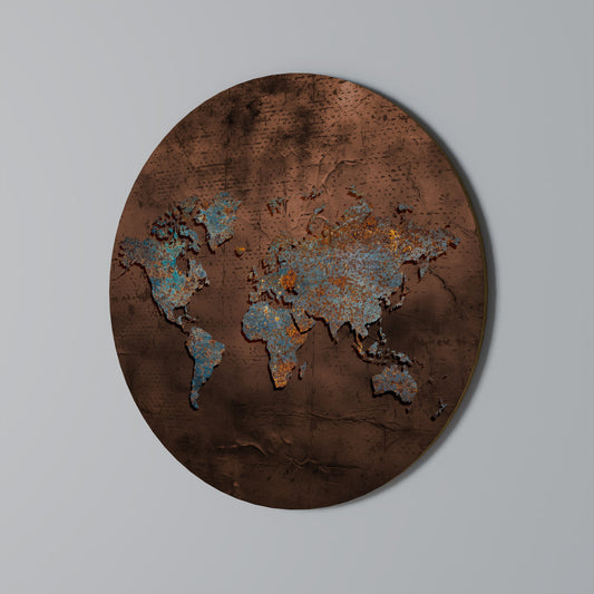 MAPPA METALLICA DEI RICORDI Arte murale rotonda