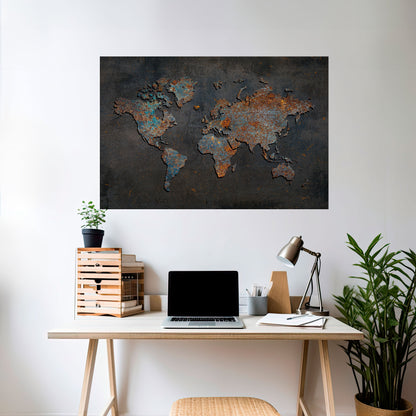 TOPOGRAFIA CONSUMATA DAL TEMPO Poster orizzontale staccabile e attaccabile