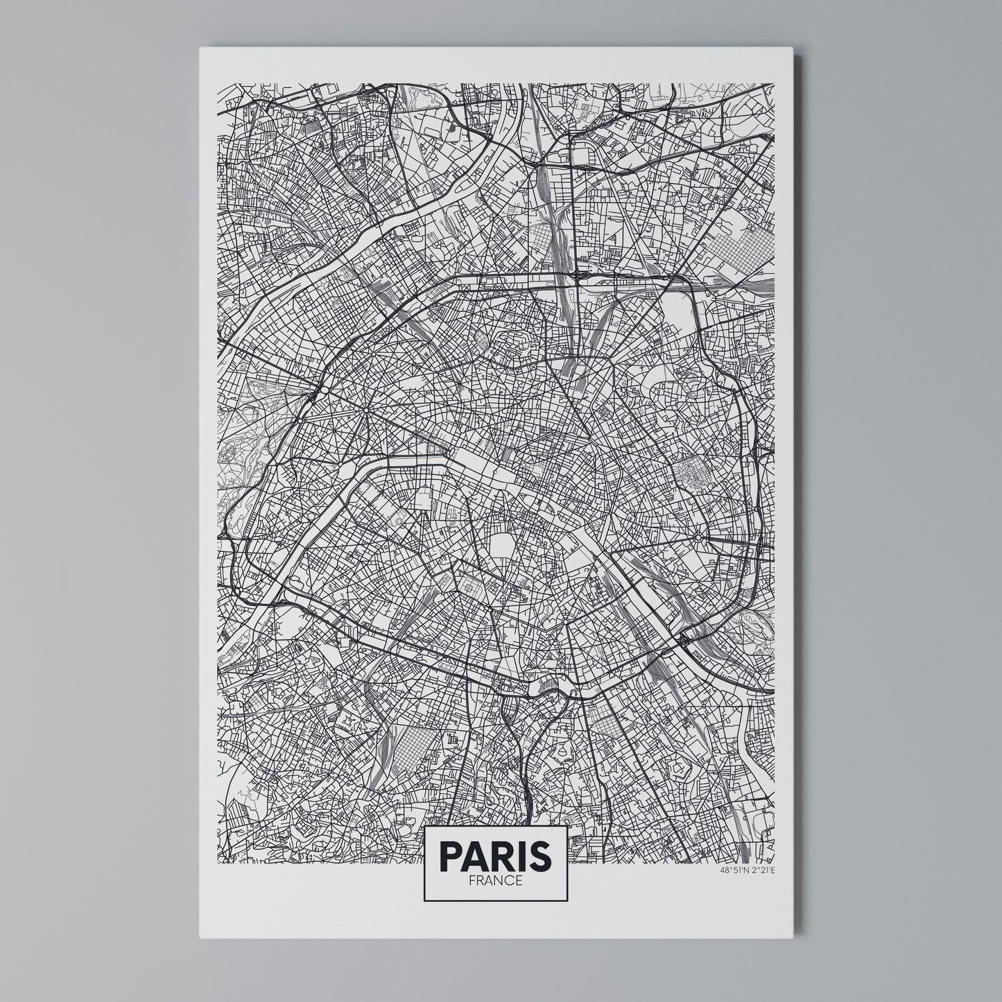 PARIS TOWN PLAN Stampa su Tela Verticale