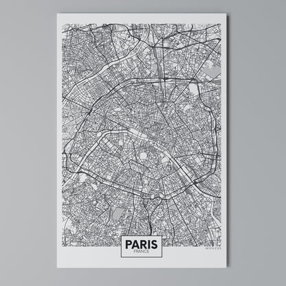 PARIS TOWN PLAN Stampa su Tela Verticale