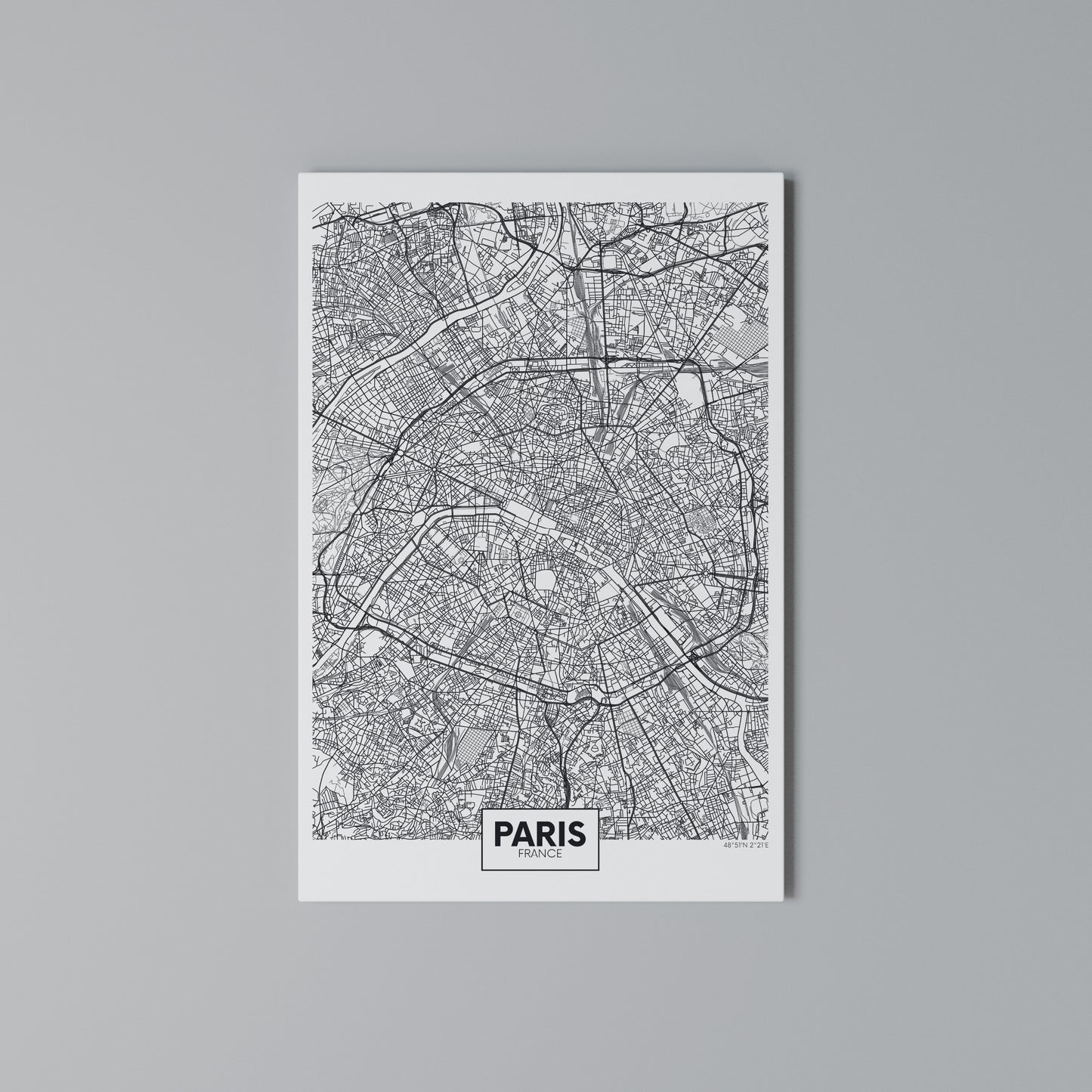 PARIS TOWN PLAN Stampa su Tela Verticale