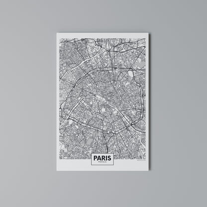PARIS TOWN PLAN Stampa su Tela Verticale