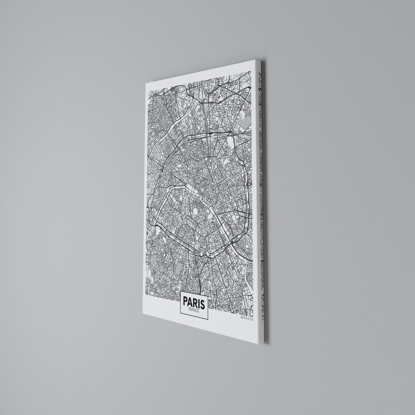 PARIS TOWN PLAN Stampa su Tela Verticale