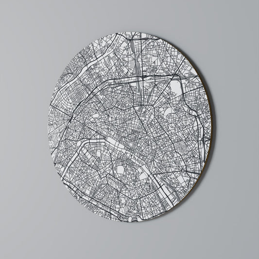PIANTA URBANA DI PARIGI Arte murale rotonda