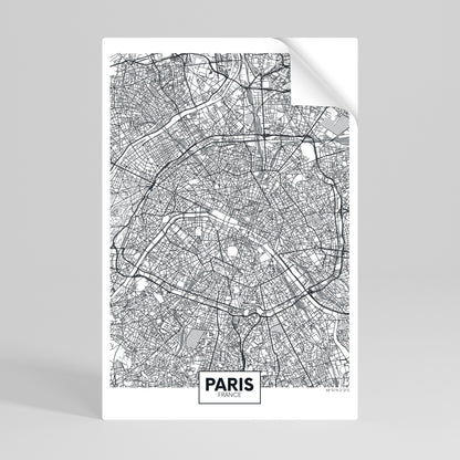 Poster verticale staccabile e attaccabile della planimetria di Parigi