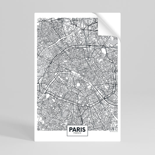 Poster verticale staccabile e attaccabile della planimetria di Parigi