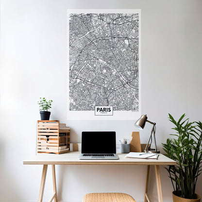 Poster verticale staccabile e attaccabile della planimetria di Parigi
