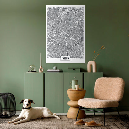 Poster verticale staccabile e attaccabile della planimetria di Parigi